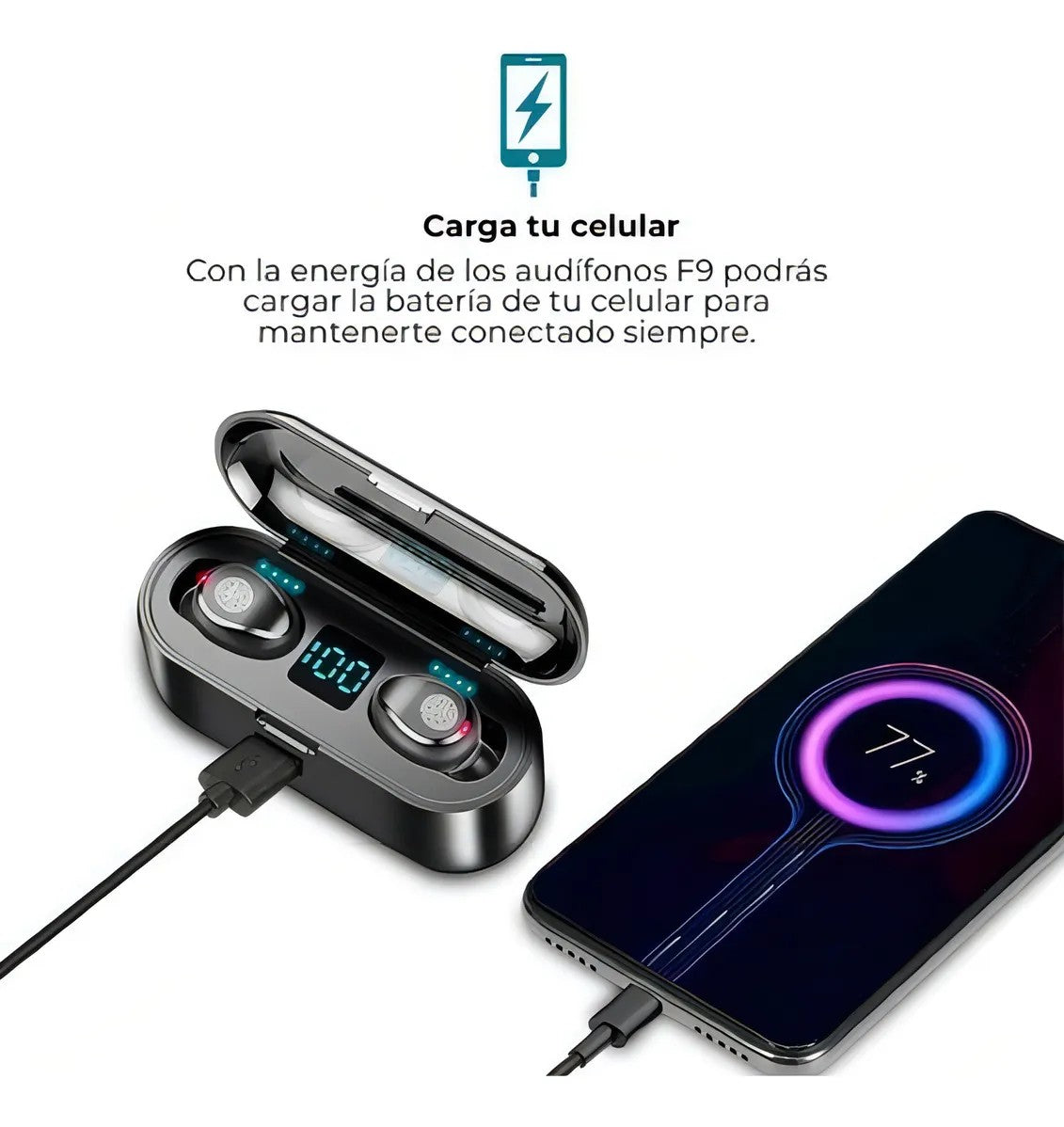 Audifonos F9 5-C TWS Power Bank 2000 Mah