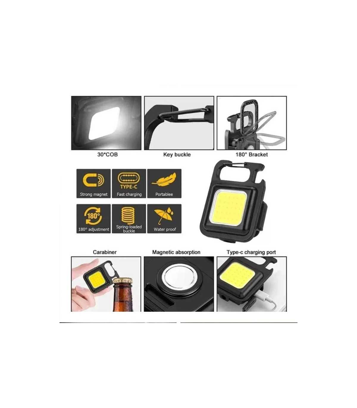 Mini Linterna Led Llavero Táctico Multifuncional