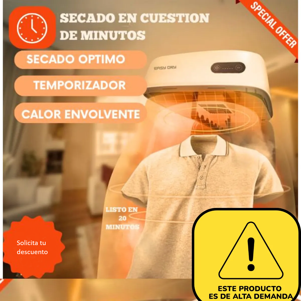 Secador De Ropa Portatil de Bajo Consumo (600W)