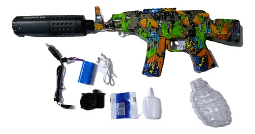 Pistola De Hidrogel Ak47 + Luz Rgb + Bota Humo 2025